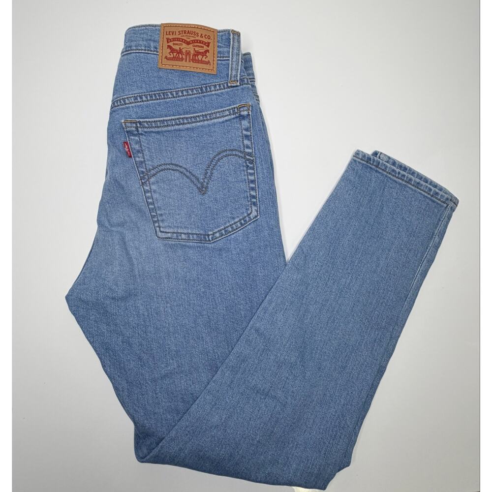 Levi's Wedgie Skinny Jeans Size 27 Womens Medium Blue Wash Denim Distressed